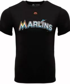 Miami Marlins Majestic Cool Base Evolution Adult T-Shirt
