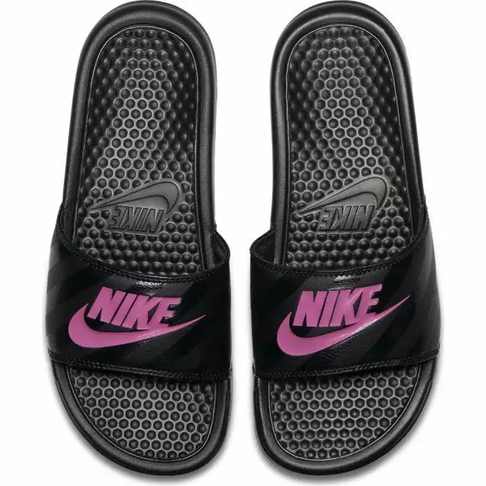 Nike Benassi JDI Women's Slide Sandals - Black/Vivid Pink/Black 3 Nike Benassi JDI Women's Slide Sandals - Black/Vivid Pink/Black - Image 3